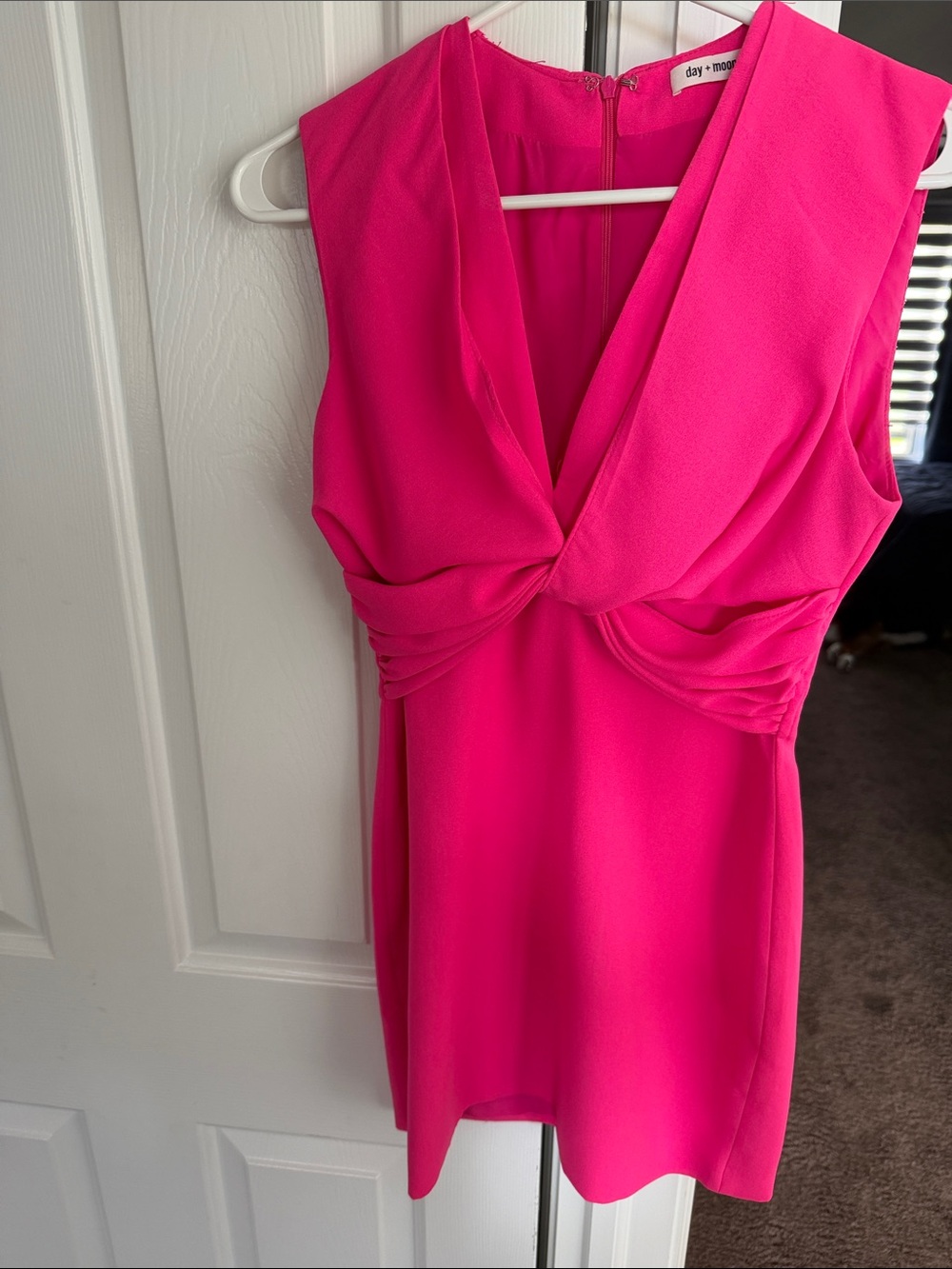 Day + Mood Hot Pink Twist-Front Mini Dress